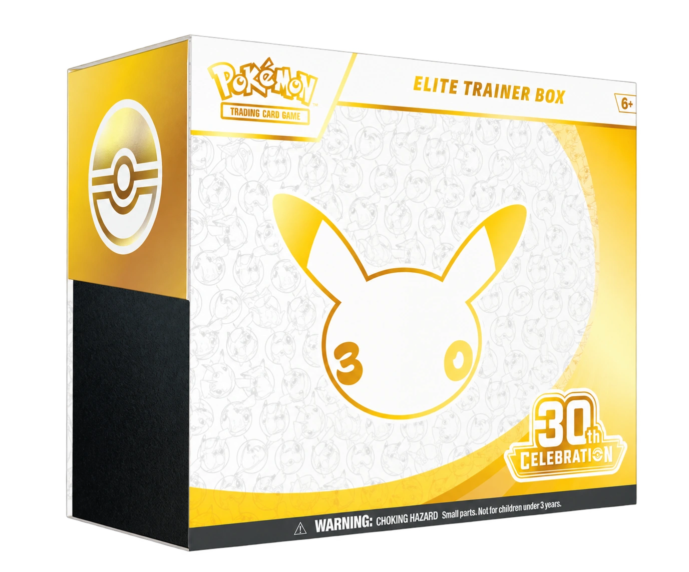 Elite Trainer Box del 30 aniversario de Pokémon, con Pikachu dorado — imagen de referencia